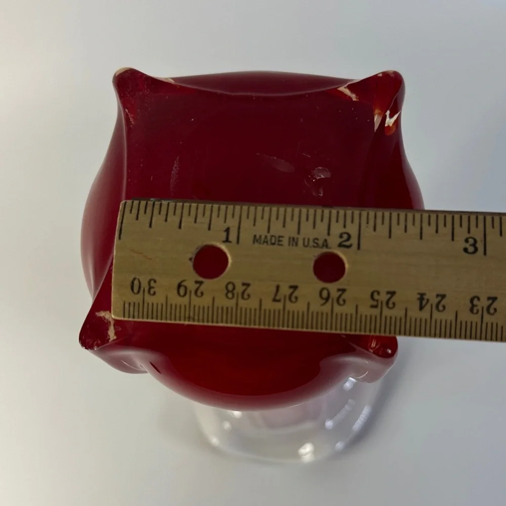 VTG Ruffled Ombre White Orange‎ Red Flower Vase Murano Style Art Deco 8”